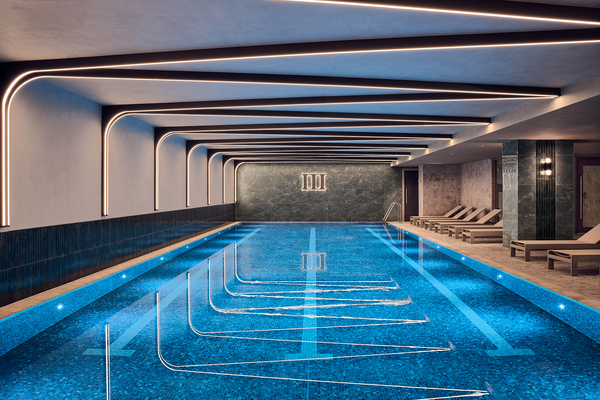 Whiteley Wet Spa pool and loungers